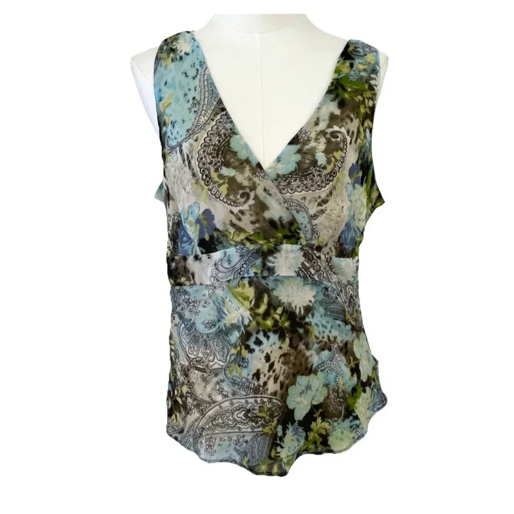 VTG Y2K INC International Concepts Babydoll Top 100% Silk Sz 14 Fairy Whimsical